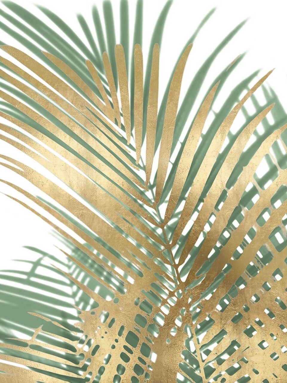 Palm Shadows Gold on Green I Poster Print by Melonie Miller # MMR116739